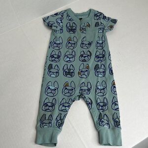 Tea Collection short sleeve blue one piece French Bulldog Print size 6-9 month